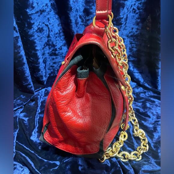 YSL Yves Saint Laurent tote or Shoulder Bag Red Leather Trim with COA - Picture 2 of 7